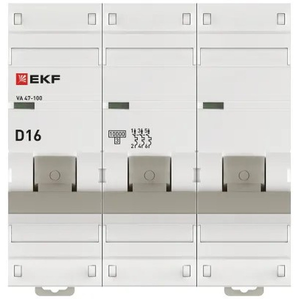Выключатель автоматический EKF PROxima 3P 16А (D) 10kA ВА 47-100