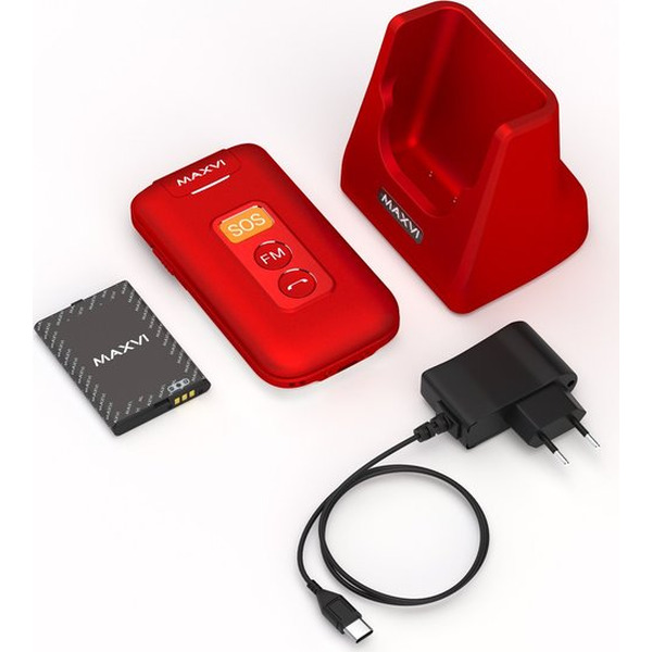 Кнопочный телефон Maxvi E5 up (красный)