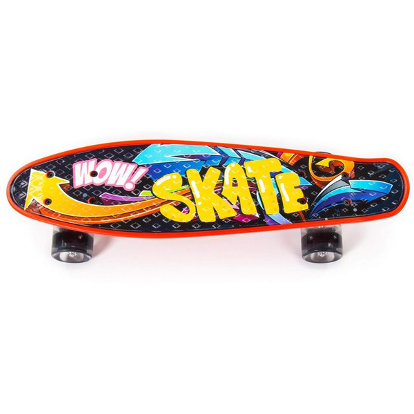 Доска роликовая Полесье 89595 (56 см) красная с наклейкой и чёрными колёсами