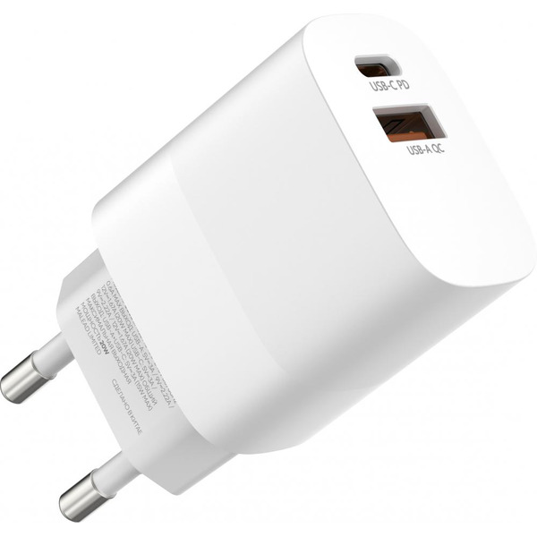 Зарядное устройство Atomic MOTION G202 GAN 20W 2-порта USB (A+C) с кабелем USB (С-L) 1.5 метра, цвет белый | 10.204