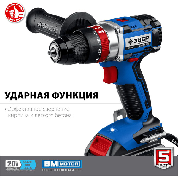 Дрель-шуруповерт Зубр Профессионал DBS-201-42 (с 2-мя АКБ 4 Ач, кейс)
