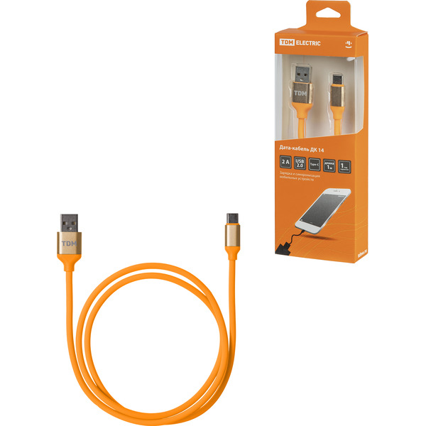 Кабель TDM Electric USB Type-A - USB Type-C SQ1810-0314 (1 м, оранжевый)