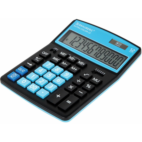 Калькулятор BRAUBERG Extra Color-12-BKBU 250476 (черный/голубой)