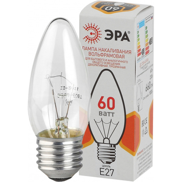 Лампочка B36 60Вт Е27 230В (ДС 60-230-E27-CL)