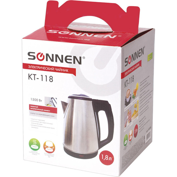 Электрочайник Sonnen KT-118 452926 (серебристый)
