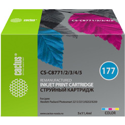Картридж струйный Cactus CS-C8771/2/3/4/5 №177 (набор голубой/пурпурный/желтый/светло-голубой/светло-пурпурный)
