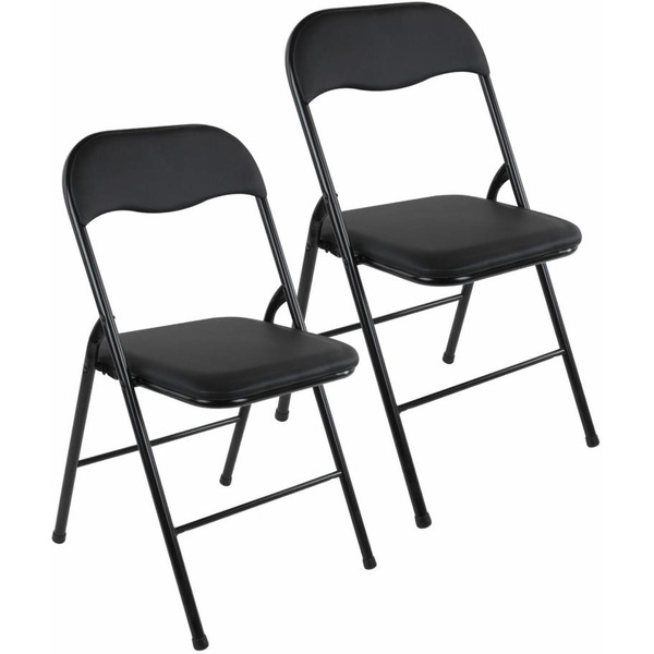 Стулья складные BRABIX CF-007 (КОМПЛЕКТ 2шт., черный каркас, кож.зам черный  533029)