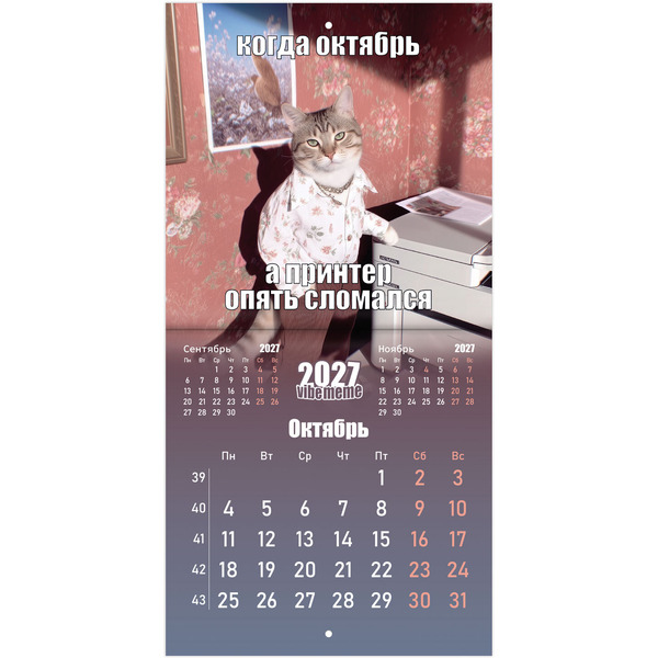 Календарь настенный перекидной на 2027 г BRAUBERG Vibe meme 118438