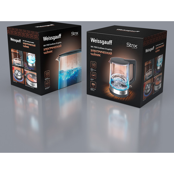 Чайник электрический Weissgauff WK 1700 EcoGlass Graphite