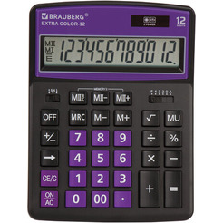 Калькулятор BRAUBERG Extra Color-12-BKLG 250480 (черный/фиолетовый)