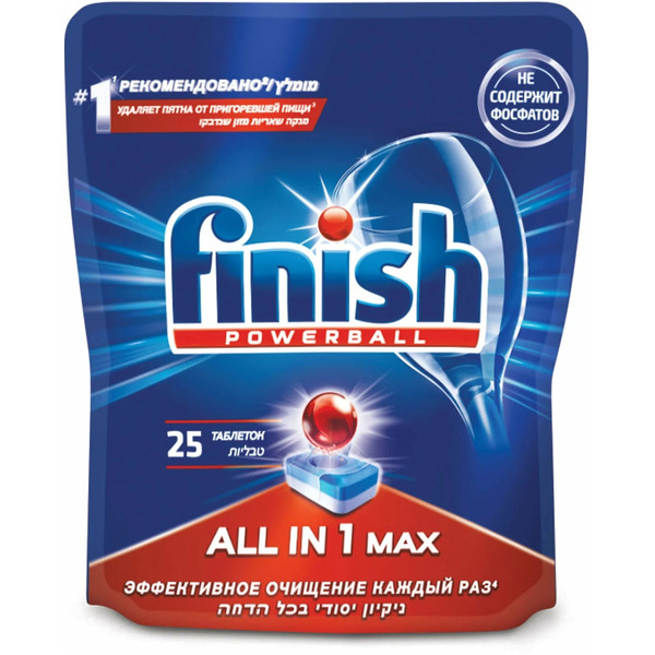 Таблетки для посудомоечных машин FINISH бесфосфатные AIO 25 шт.  (0011181608)