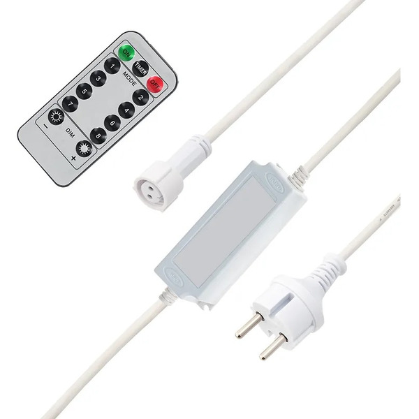 Контроллер с радиопультом для уличных гирлянд NEON-NIGHT 217-203 Сеть и Твинкл, белый