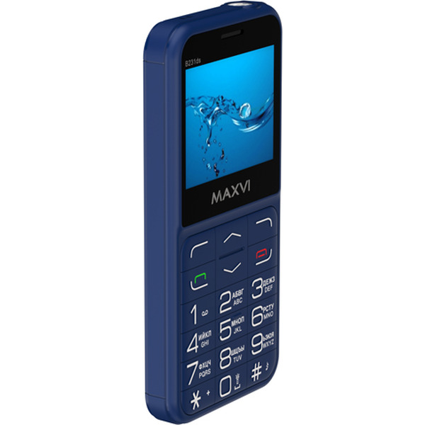Мобильный телефон Maxvi B231ds +ЗУ WC-114 (синий)
