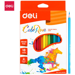 Карандаши цветные пластиковые DELI С00110 18цв. в картонной упаковке