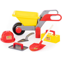 Тачка игрушечная Полесье №4 Construct с набором каменщика №4 50229