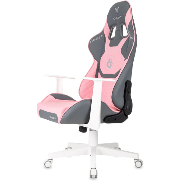 Кресло игровое Бюрократ Knight Catzy (экокожа, серый/розовый)