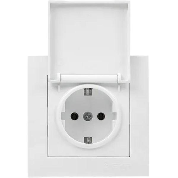 Розетка EKF Валенсия 1-местная (16А, белый, с крышкой)