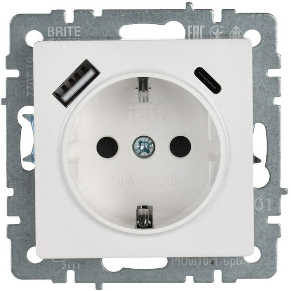 Розетка IEK Brite BR-R14-16-U22-018-K01