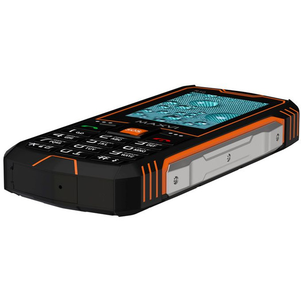 Мобильный телефон Maxvi R10 + ЗУ WC-112 (черный/оранжевый)