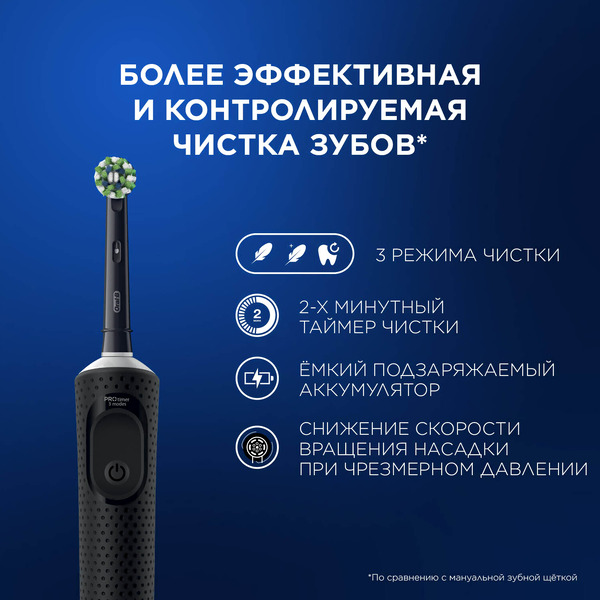 Электрическая зубная щетка Oral-B Vitality Pro D103.413.3 Cross Action Protect X Clean Black 4210201427100 (черный)