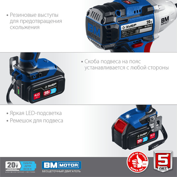 Гайковерт Зубр GB-250-42 (с 2-мя АКБ, кейс)