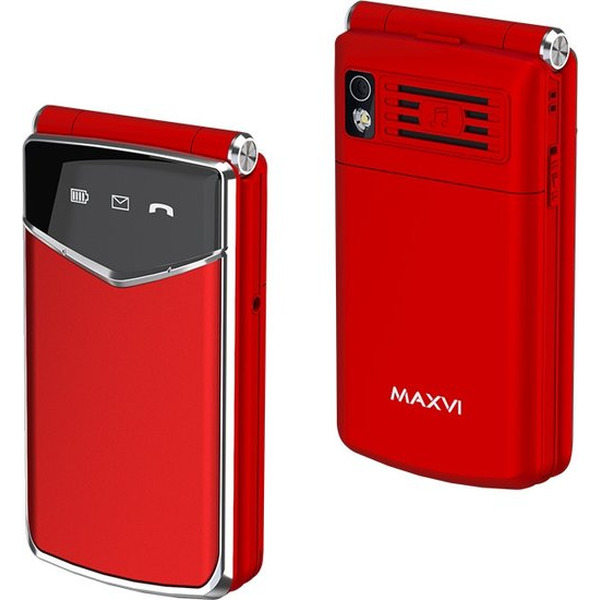 Кнопочный телефон Maxvi E11ds (красный/серебристый)