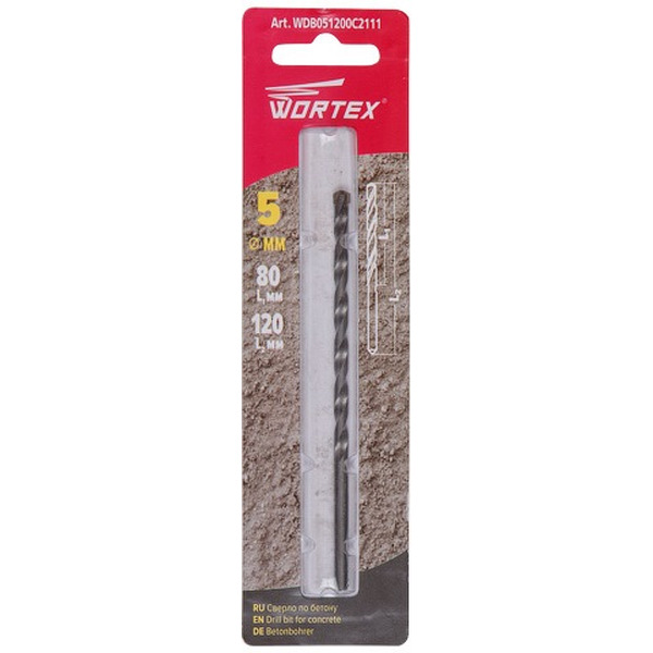 Сверло по бетону WORTEX диаметр 5.0 мм (WDB051200C2111)