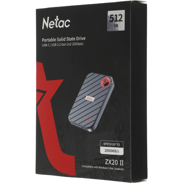Внешний накопитель Netac ZX20II 512GB NT01ZX20II-512-32BK