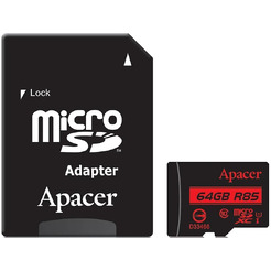 Карта памяти Apacer microSDXC AP64GMCSX10U5-R 64GB (с адаптером)