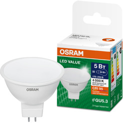 Лампа светодиодная OSRAM MR16 35 5W 4000К 230V GU5.3 10X1
