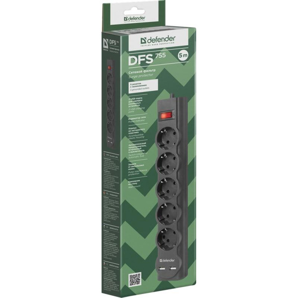 Сетевой фильтр Defender DFS 755 (99755)