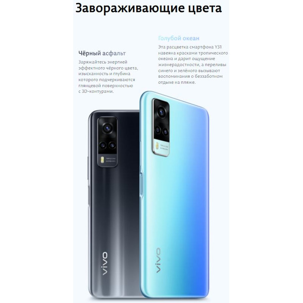 Смартфон vivo Y31 4Gb/128Gb (голубой океан)