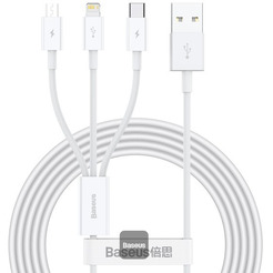 Кабель Baseus Superior Series Fast Charging Data Cable USB - M+L+C 3.5A CAMLTYS-02 (1.5 м, белый)