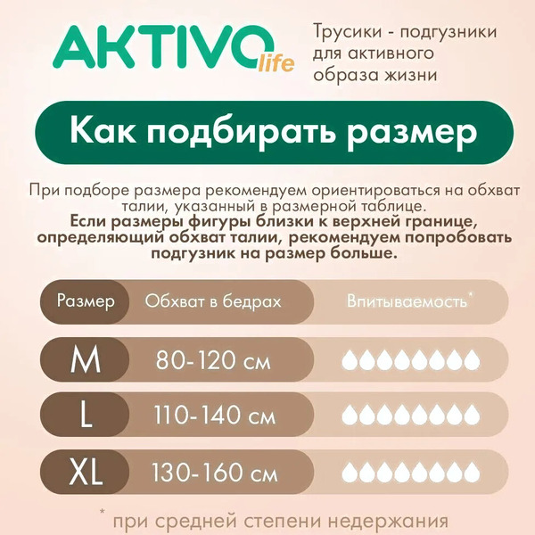 Трусы впитывающие для взрослых AKTIVOLIFE L (30шт)