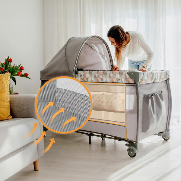 Кровать-манеж Lionelo Sven Plus (Grey Scandi)