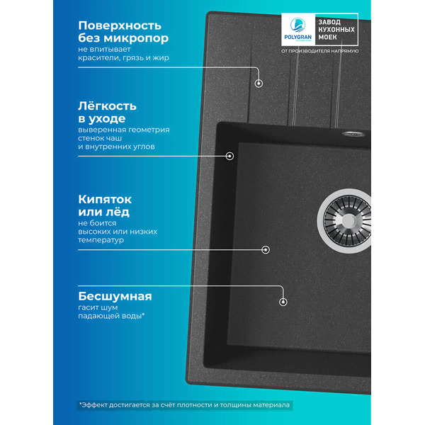 Кухонная мойка Polygran Deka 600 (черный)