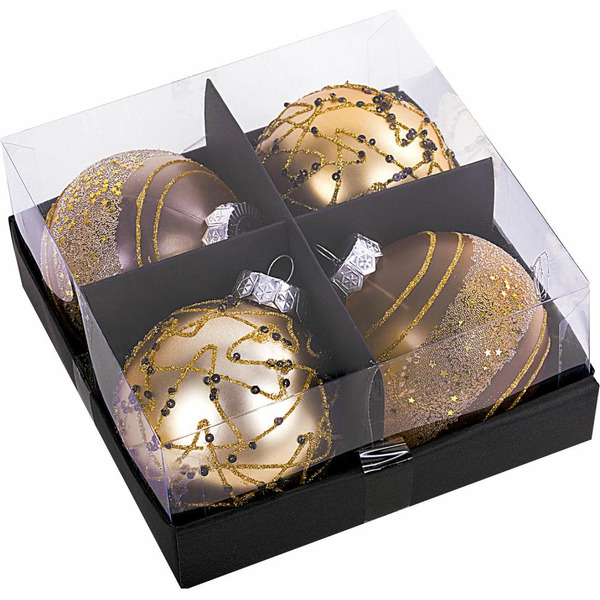 Шары елочные ЗОЛОТАЯ СКАЗКА 591996 (золотистый с узором)