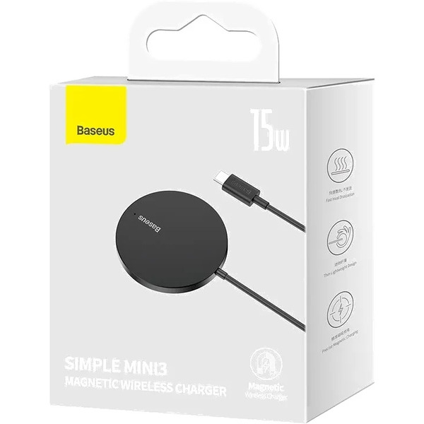 Беспроводное зарядное Baseus Simple Mini3 Magnetic Wireless Charger 15W CCJJ040001 (черный)