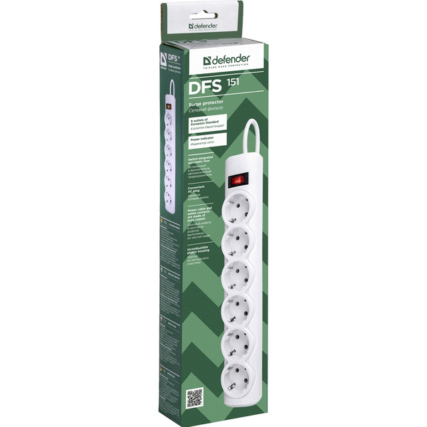 Сетевой фильтр DEFENDER DFS 151 (белый)
