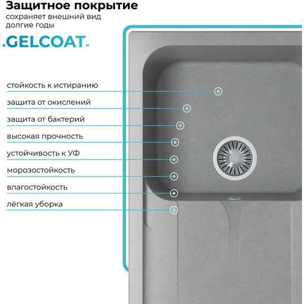 Кухонная мойка Polygran Alto 780 (серый)