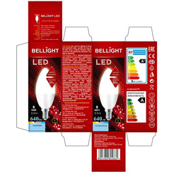Лампа светодиодная BELLIGHT LED C37 8W 220V E14 4000K
