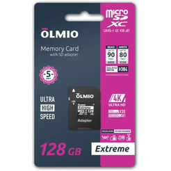 Карта памяти Olmio Extreme microSDHC 128GB Class 10 UHS-I (с адаптером)