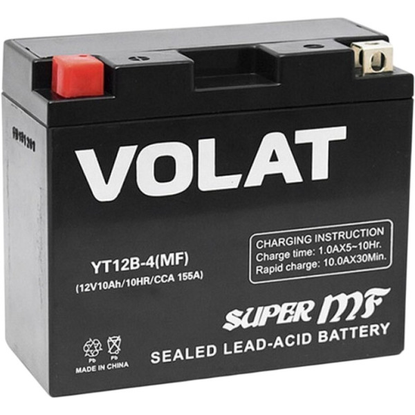 Мотоаккумулятор 10Ah (MF) L+ VOLAT YT12B-4