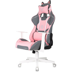Кресло игровое Бюрократ Knight Catzy (экокожа, серый/розовый)