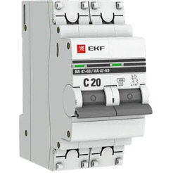 Выключатель автоматический EKF PROxima ВА 47-63 2P 20А (C) 4.5kA