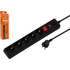 Фильтр сетевой Юпитер JP8501-12 5м, 5 розеток (черный)