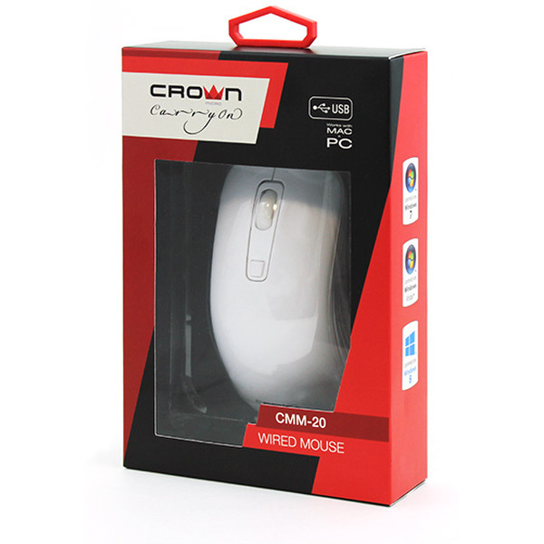 Мышь проводная CROWN MICRO CMM-20 white
