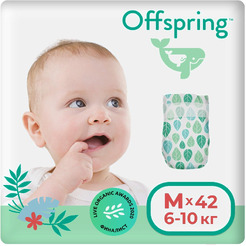 Подгузники Offspring M 6-10 кг Листочки (42 шт)