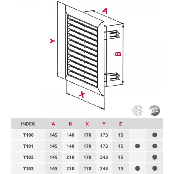 Решетка с сеткой от насекомых Awenta T103BR