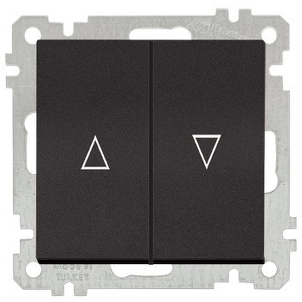 Выключатель для управления рольставнями Mutlusan 2100-406-0184 черный мат (21 серия)